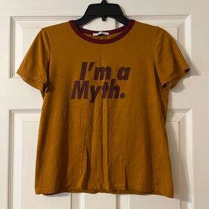 Graphic Tee - Mustard with Maroon Text